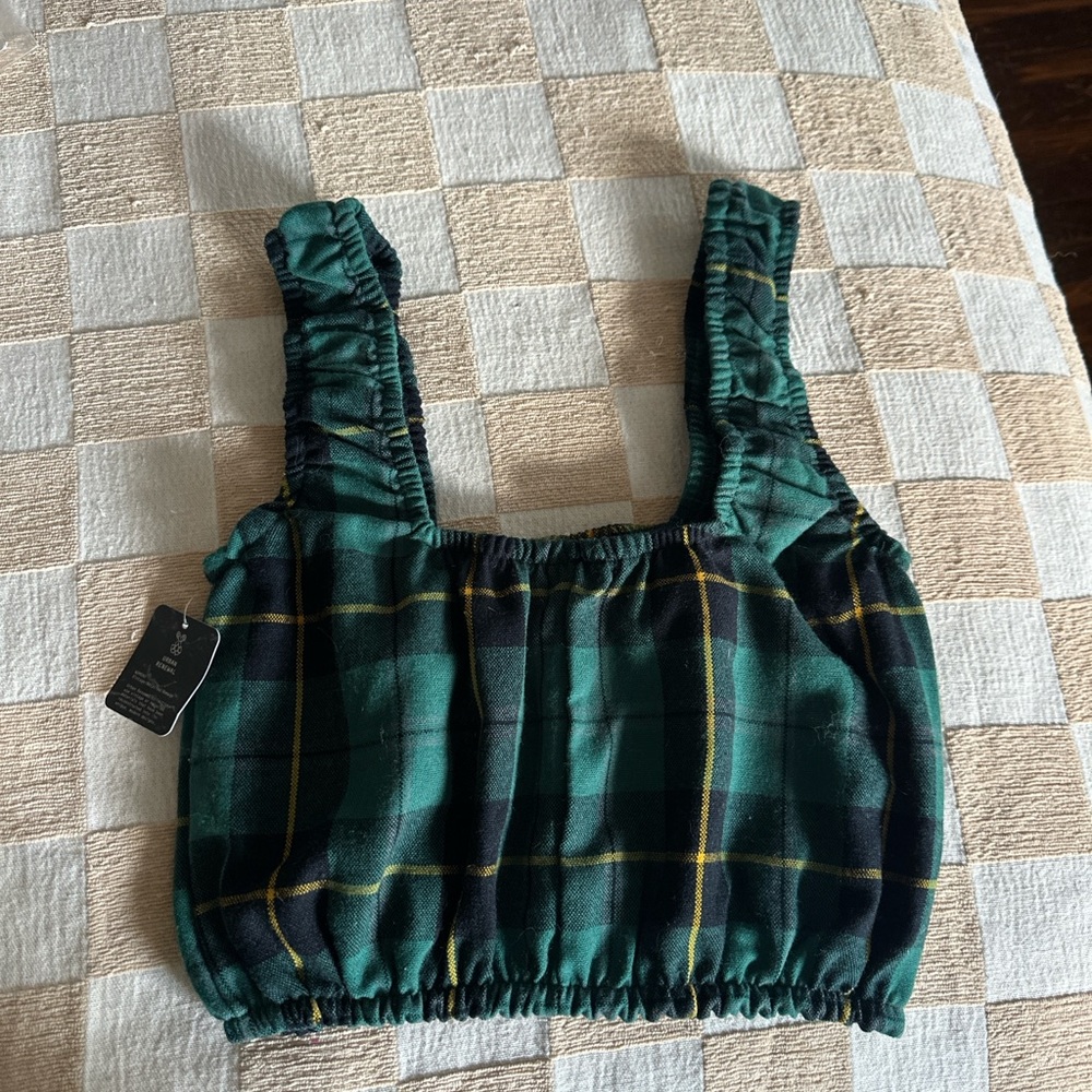 NWT Plaid Green Top Sz Small Urban Outfitters